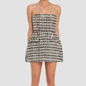 Amanda Uprichard Bethany Metallic Tweed Strapless Dress